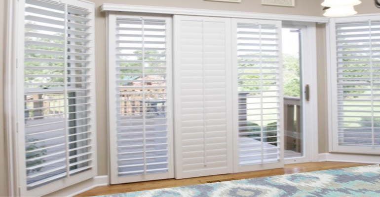 [Polywood|Plantation|Interior ]211] shutters on a sliding glass door in Hartford